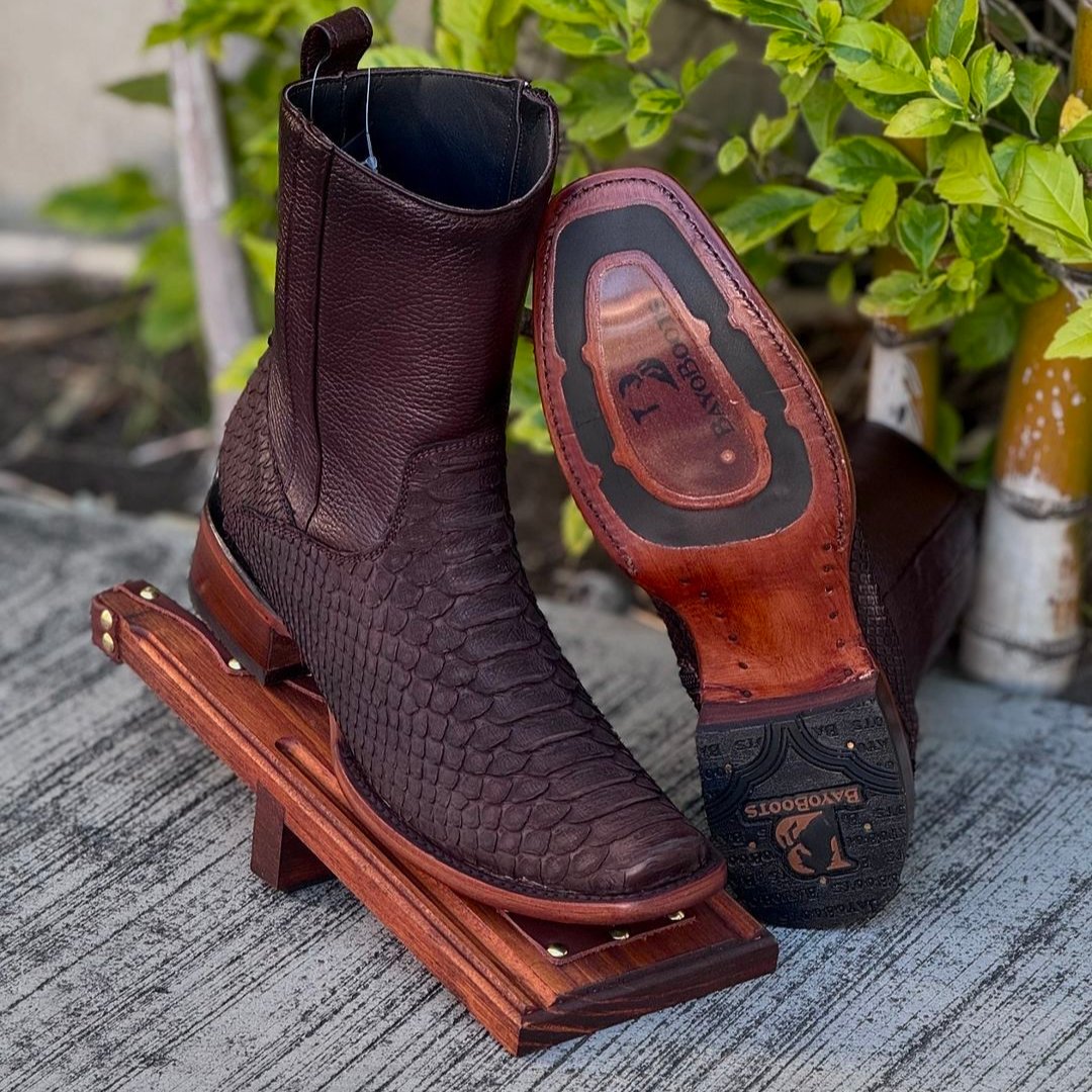 Rugged Python Roper Boots - Retro Style